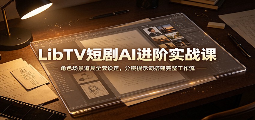 LibTV短剧AI进阶实战课：角色场景道具全套设定，分镜提示词搭建完整工作流-创学资源站