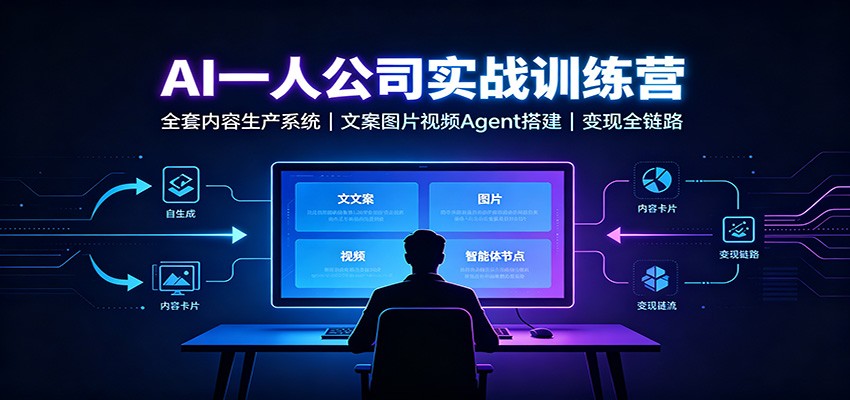 AI创作一人公司实战训练营：全套内容生产系统，文案图片视频Agent搭建变现全链路-创学资源站