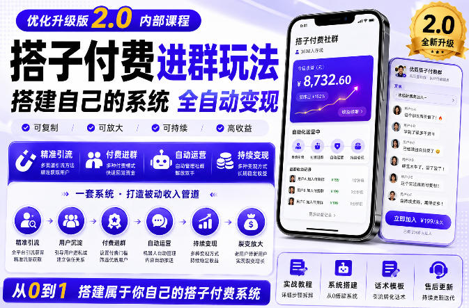 搭建群系统实战项目玩法，搭建整套付费进群系统，实现全天被动收益-创学资源站