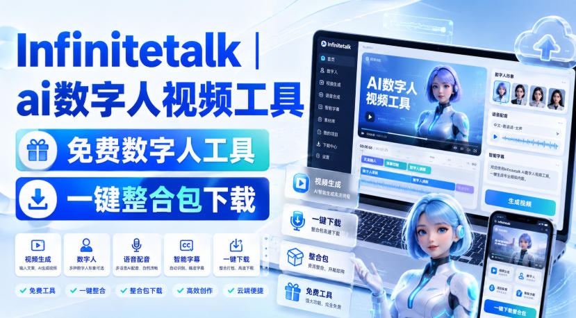 Infinitetalk丨ai数字人视频工具，免费数字人工具，一键整合包下载-创学资源站