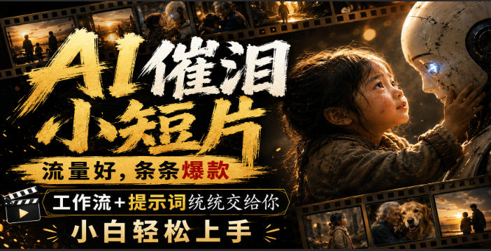 AI催泪小短片，流量好，条条爆款，工作流+提示词统统交给你，小白轻松上手-创学资源站