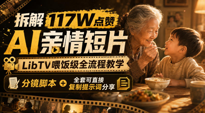 拆解117W点赞AI亲情短片,LibTV喂饭级全流程教学,分镜脚本+全套可直接复制提示词分享-创学资源站
