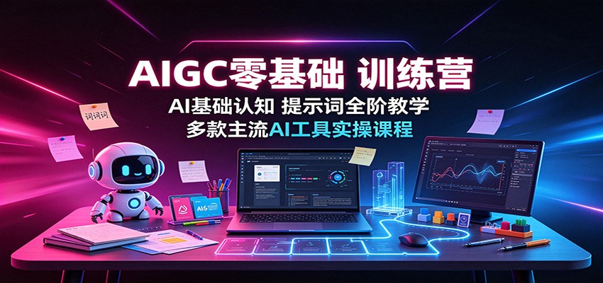 AIGC零基础训练营：AI基础认知，提示词全阶教学，多款主流AI工具实操课程-创学资源站