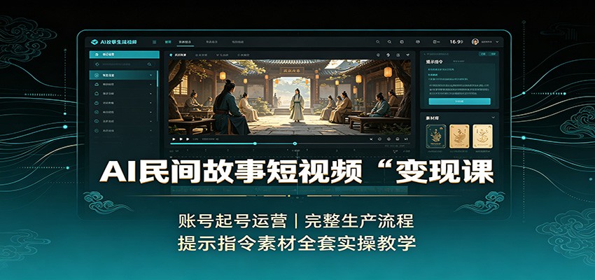 AI民间故事短视频变现课：账号起号运营，完整生产流程，提示指令素材全套实操教学-创学资源站