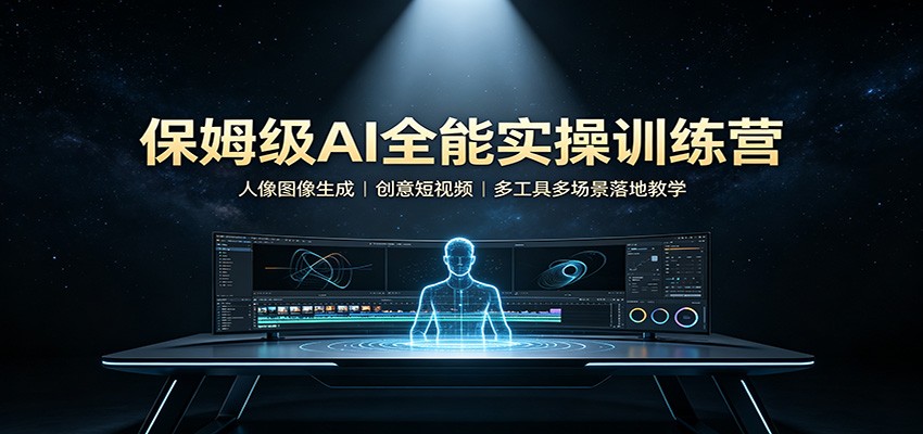 保姆级AI全能实操训练营：人像图像生成，创意短视频，多工具多场景落地教学-创学资源站