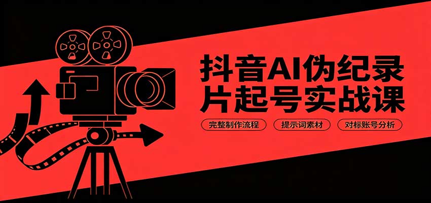 抖音AI伪纪录片起号实战课：完整制作流程，提示词素材，对标账号分析-创学资源站