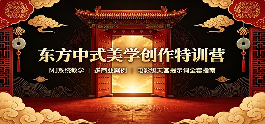 东方中式美学创作特训营：MJ系统教学，多商业案例，电影级天宫提示词全套指南-创学资源站