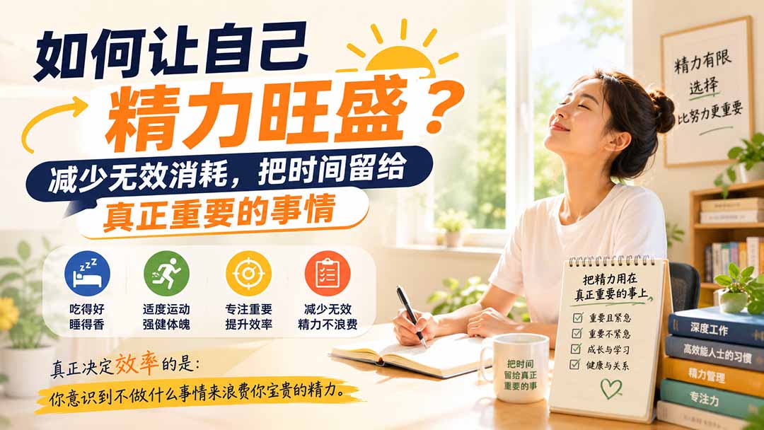 付费文章：如何让自己精力旺盛？减少无效消耗，把时间留给真正重要的事情-创学资源站