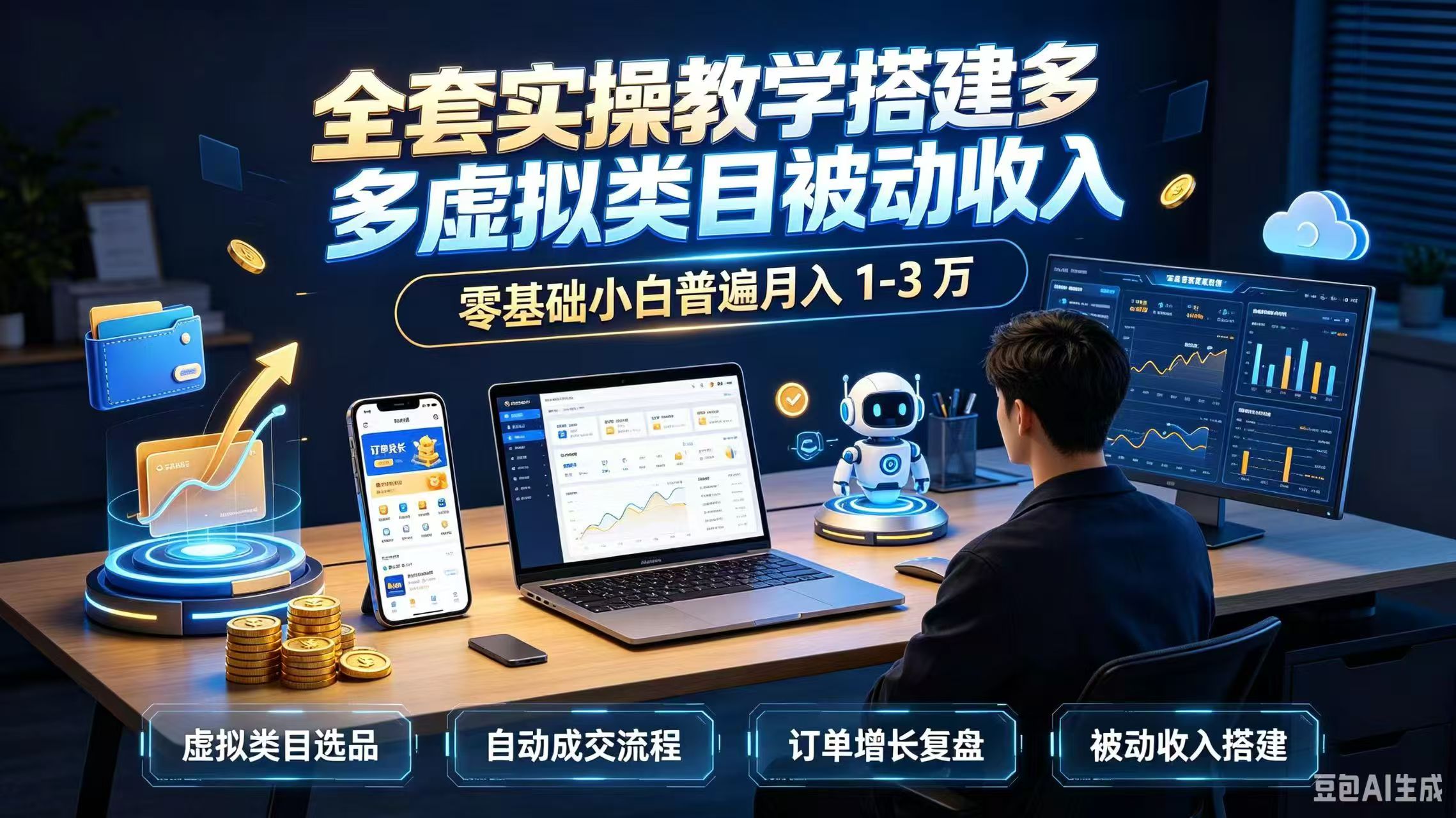 全套实操教学搭建多多虚拟类目被动收入，零基础小白普遍月入 1-3 万-创学资源站