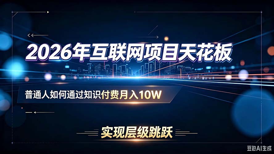 2026年互联网项目天花板：普通人如何通过知识付费月入10W，实现层级跳跃-创学资源站