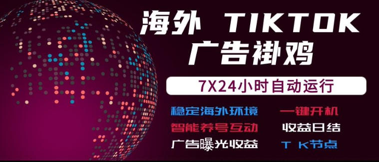 海外TikTok挂G流量变现，7X24自动运行，广告曝光收益，收益日结【揭秘】-创学资源站