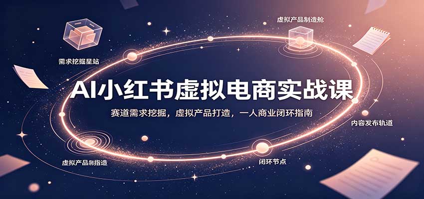 AI小红书虚拟电商实战课：赛道需求挖掘，虚拟产品打造，一人商业闭环指南-创学资源站
