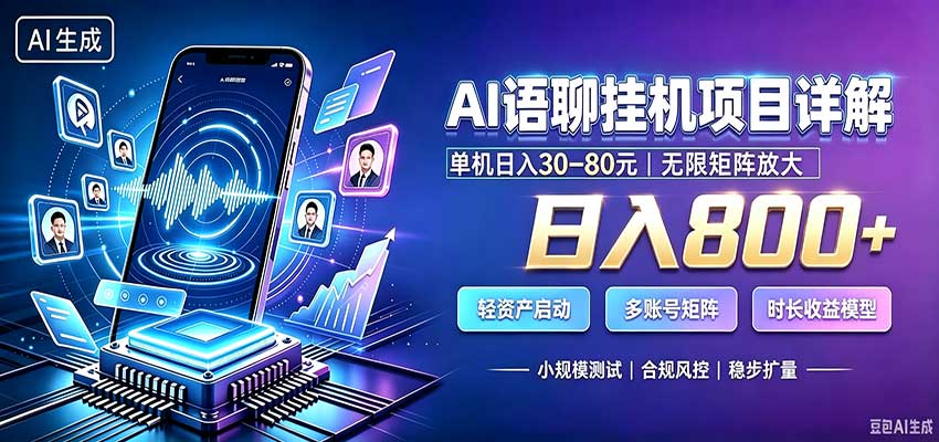 AI语聊挂机，日入800+，适用个人副业，工作室矩阵操作-创学资源站