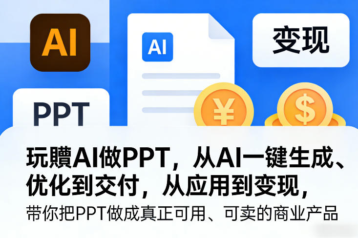 玩賺AI做PPT，从AI一键生成、优化到交付，从应用到变现，带你把PPT做成真正可用、可卖的商业产品(更新0904)-创学资源站