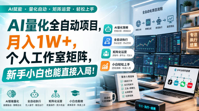 AI量化全自动项目，月入1W+，个人工作室矩阵，新手小白也能直接入局！【揭秘】-创学资源站