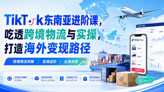 TikTok东南亚进阶课，吃透跨境物流与实操，打造海外变现路径-创学资源站