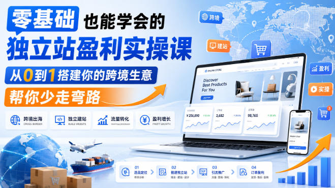 零基础也能学会的独立站盈利实操课，从0到1搭建你的跨境生意，帮你少走弯路-创学资源站