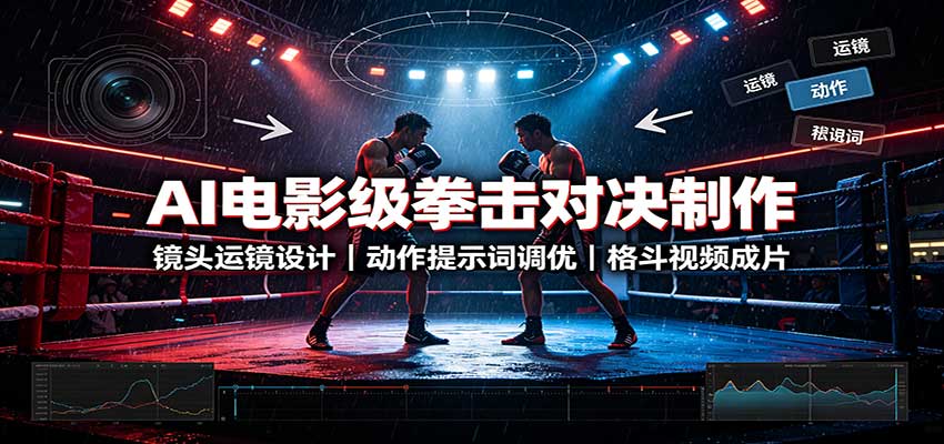 AI电影级拳击对决制作：镜头运镜设计，动作提示词调优，格斗视频成片-创学资源站
