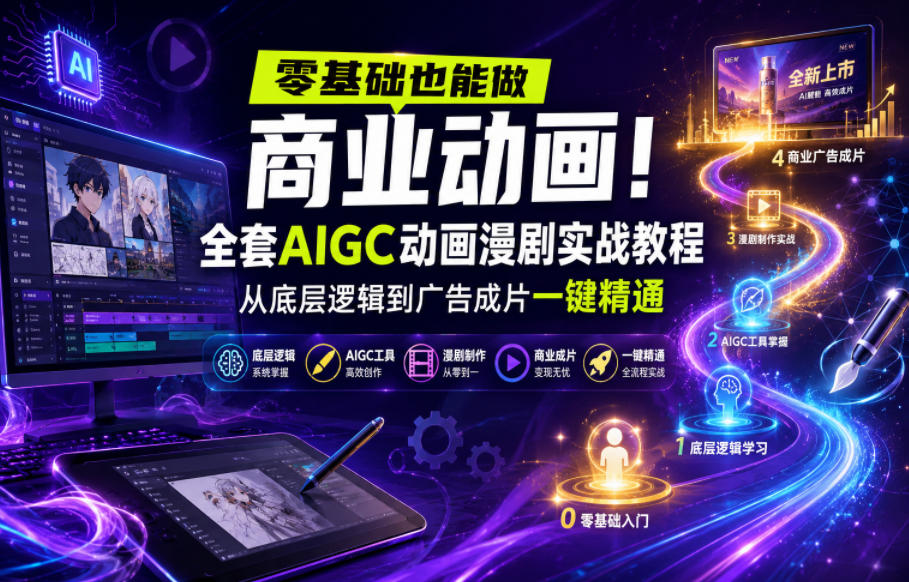 零基础也能做商业动画！全套AIGC动画漫剧实战教程，从底层逻辑到广告成片一键精通(更新0905)-创学资源站