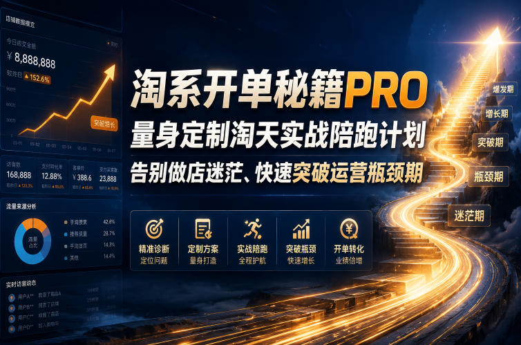 淘系开单秘籍PRO，量身定制淘天实战陪跑计划，告别做店迷茫、快速突破运营瓶颈期(更新260906)-创学资源站