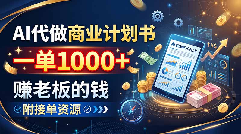 AI代做商业计划书，一单1000+，赚老板的钱，附接单资源-创学资源站