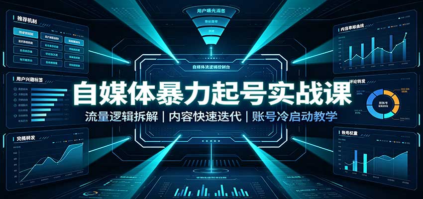 自媒体暴力起号实战课：流量逻辑拆解，内容快速迭代，账号冷启动教学-创学资源站