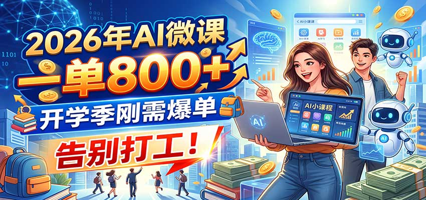 2026年AI微课，一单800+，开学季刚需爆单，告别打工！-创学资源站