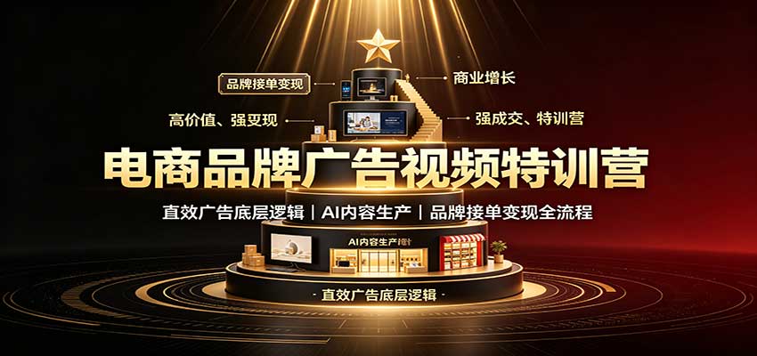 电商品牌广告视频特训：直效广告底层逻辑，AI内容生产，品牌接单变现全流程-创学资源站