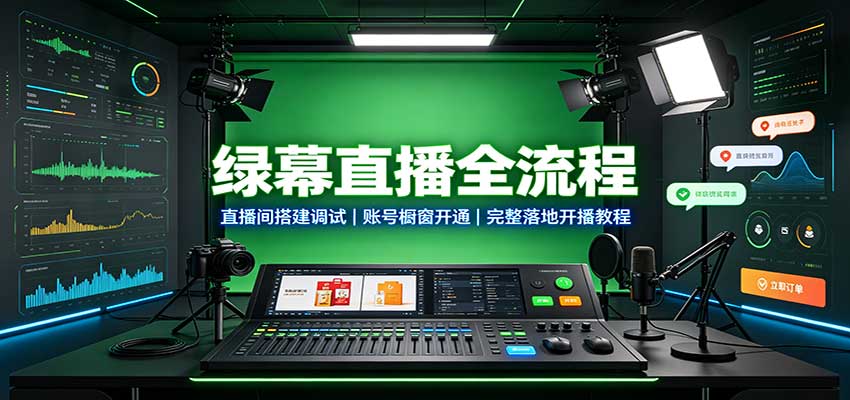 绿幕直播全流程：直播间搭建调试，账号橱窗开通，完整落地开播教程-创学资源站
