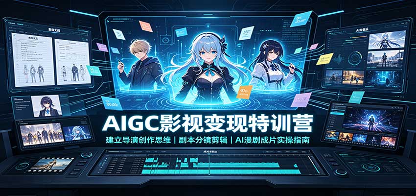 AIGC影视变现特训营：建立导演创作思维，剧本分镜剪辑，AI漫剧成片实操指南-创学资源站