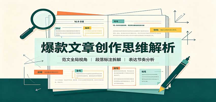 爆款文章创作思维解析：全局视角拆解范文，梳理行文逻辑，搭配真实拆文实操案例-创学资源站