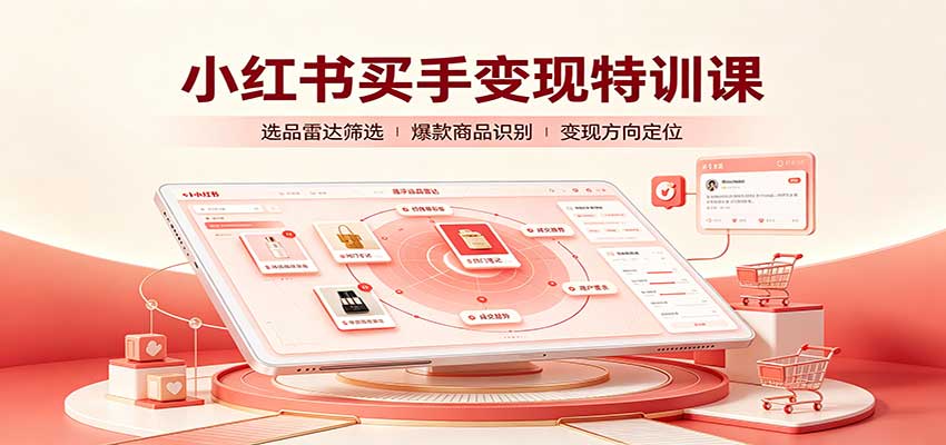 小红书买手变现特训课：账号定位养号起号，选品挂车，笔记标题封面全套教学-创学资源站