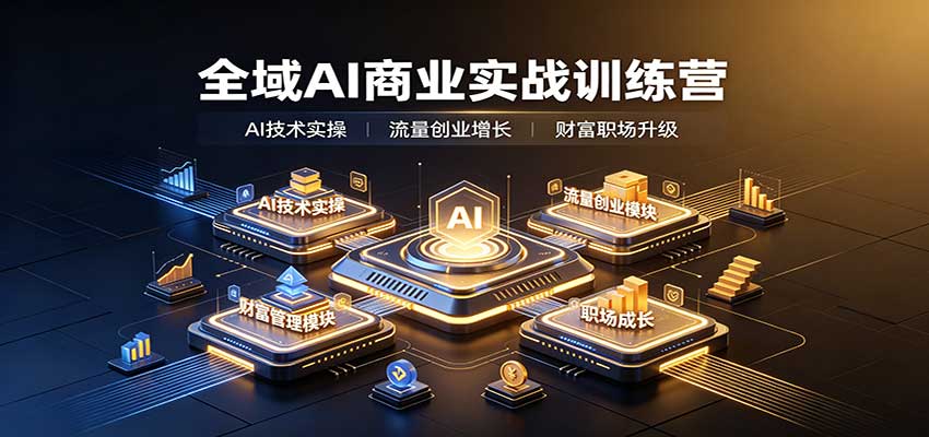 全域AI商业实战训练营：涵盖AI技术实操、流量创业、财富管理与职场成长全体系内容-创学资源站