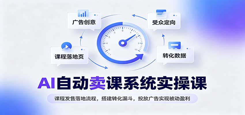 AI自动卖课系统实操课:课程发售落地流程,搭建转化漏斗,投放广告实现被动盈利-创学资源站
