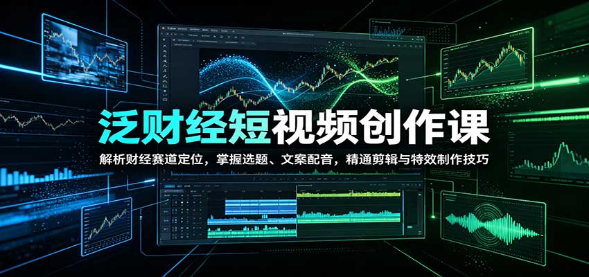 泛财经短视频创作课：解析财经赛道定位，掌握选题、文案配音，精通剪辑与特效制作技巧-创学资源站