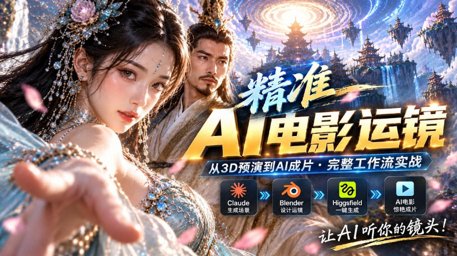AI视频终于能精准运镜了!Claude+Blender+Higgsfield免费插件实测-创学资源站