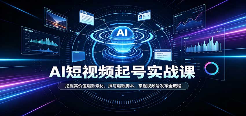 短视频AI起号实战课：挖掘高价值爆款素材，撰写爆款脚本，掌握视频号发布全流程-创学资源站
