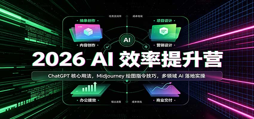 2026 AI效率提升营:ChatGPT核心用法,Midjourney绘图指令技巧,多领域AI落地实操-创学资源站