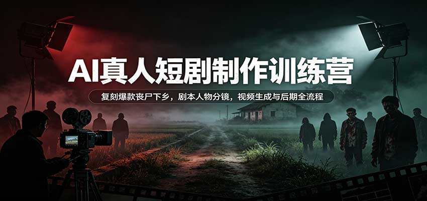 AI真人短剧制作训练营：复刻爆款丧尸下乡，剧本人物分镜，视频生成与后期全流程-创学资源站