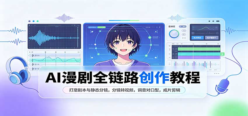AI漫剧全链路创作教程：打磨剧本与静态分镜，分镜转视频，调音对口型，成片剪辑-创学资源站