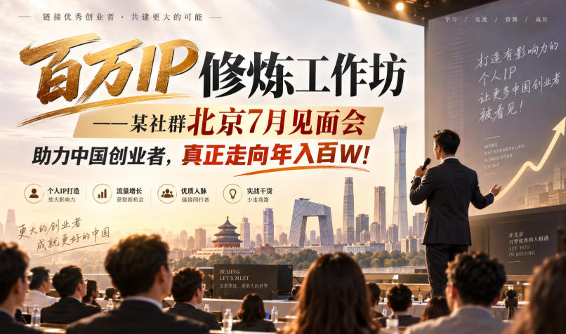 百万IP修炼工作坊——某社群北京7月见面会，助力中国创业者，真正走向年入百W!-创学资源站