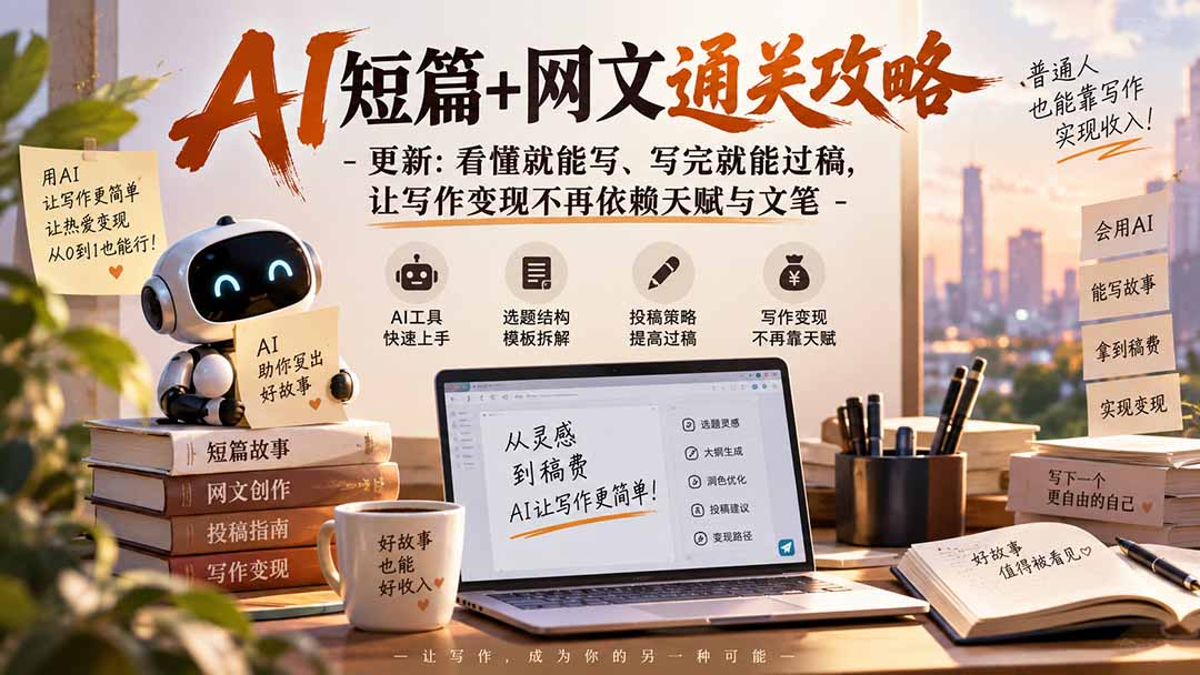 AI短篇+网文通关攻略-更新0921：看懂就能写、写完就能过稿，让写作变现不再依赖天赋与文笔-创学资源站