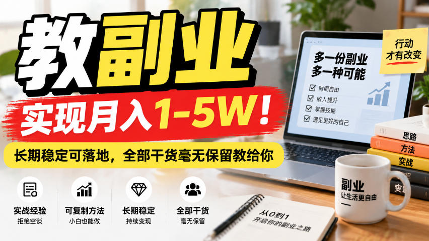 “教副业”实现月入1-5W！长期稳定可落地，全部干货毫无保留教给你【揭秘】-创学资源站