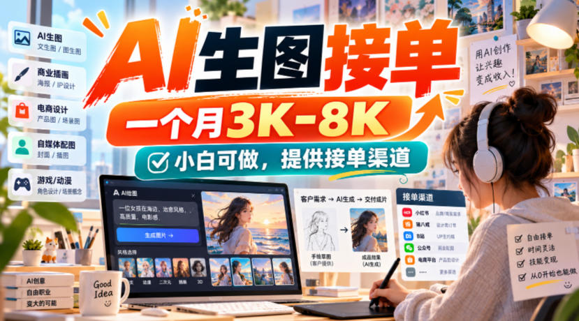 AI生图接单，一个月3K-8K，小白可做，提供接单渠道-创学资源站