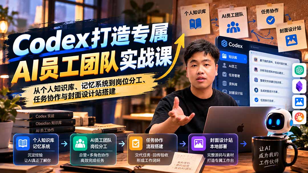【无水印】Codex打造专属AI员工团队实战课:从个人知识库、记忆系统到岗位分工、任务协作与封面设计站搭建-创学资源站