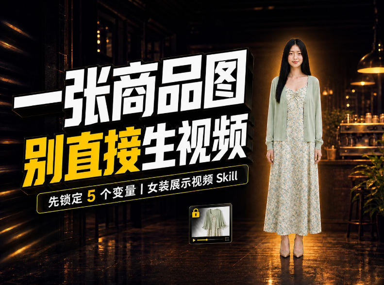 女装AI视频总翻车?问题不在提示词,女装展示视频Skill先锁定5个变量!-创学资源站