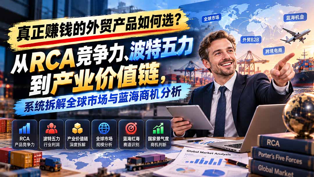 真正赚钱的外贸B2B产品如何选?从RCA竞争力、波特五力到产业价值链,系统拆解全球市场与蓝海商机分析-创学资源站