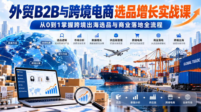 外贸B2B与跨境电商选品增长实战课,从0到1掌握跨境出海选品与商业落地全流程-创学资源站
