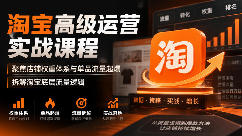 淘宝高级运营实战课程，聚焦店铺权重体系与单品流量起爆，拆解淘宝底层流量逻辑-创学资源站