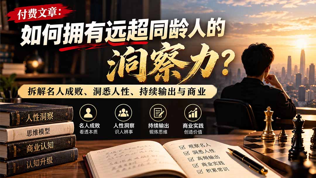 付费文章：如何拥有远超同龄人的洞察力？拆解名人成败、洞悉人性、持续输出与商业实践-创学资源站